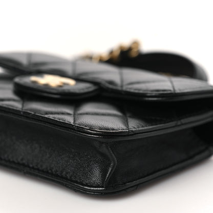 Chanel Lambskin Quilted Top Handle Flap Coin Purse With Chain Black 10 of 11