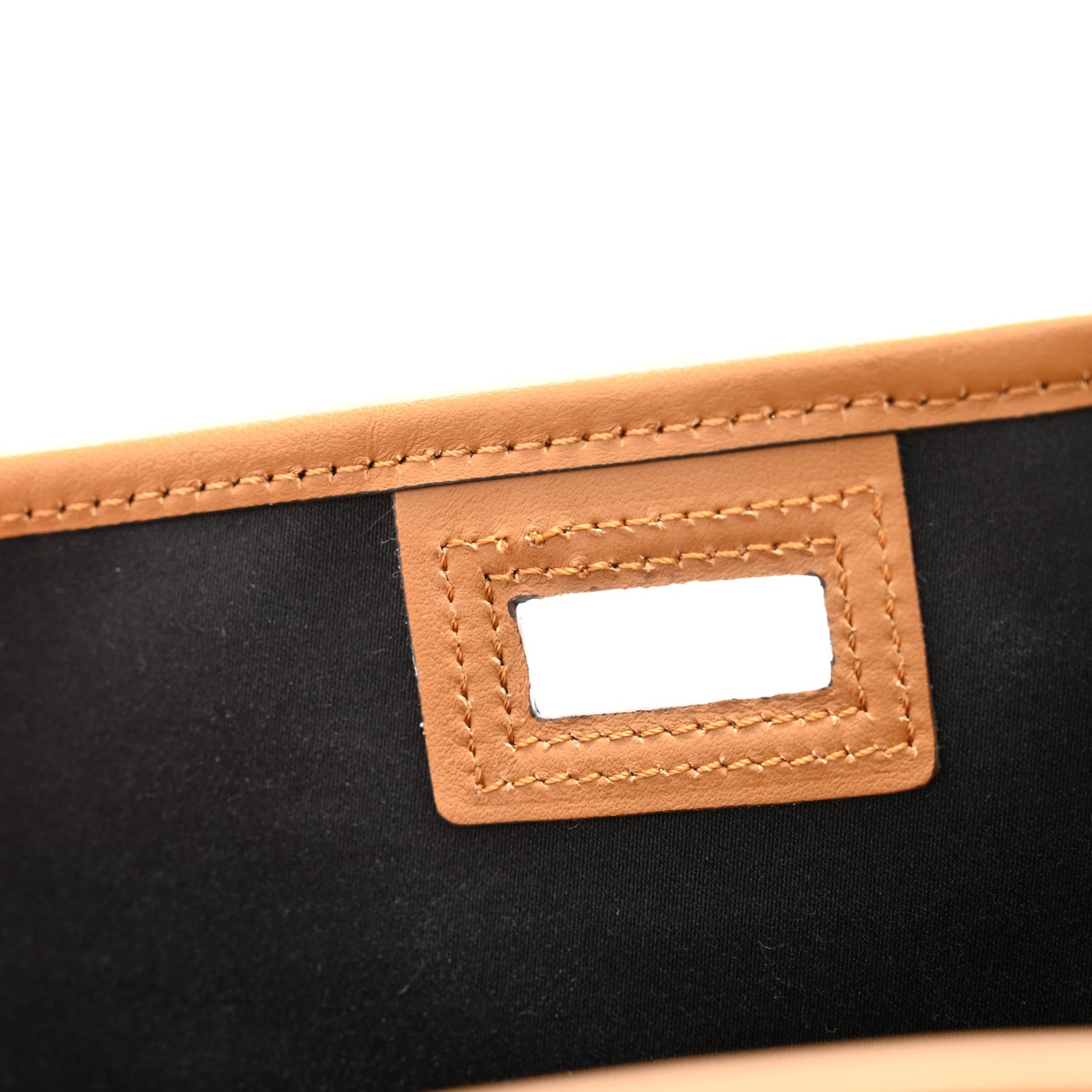 Fendi Glazed Fabric Vitello Century FF 1974 Stamp Patch Mini Peekaboo Defender Cover Mogano Panna Caramello 11 of 12