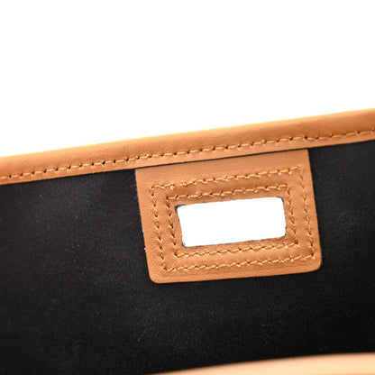 Fendi Glazed Fabric Vitello Century FF 1974 Stamp Patch Mini Peekaboo Defender Cover Mogano Panna Caramello 11 of 12