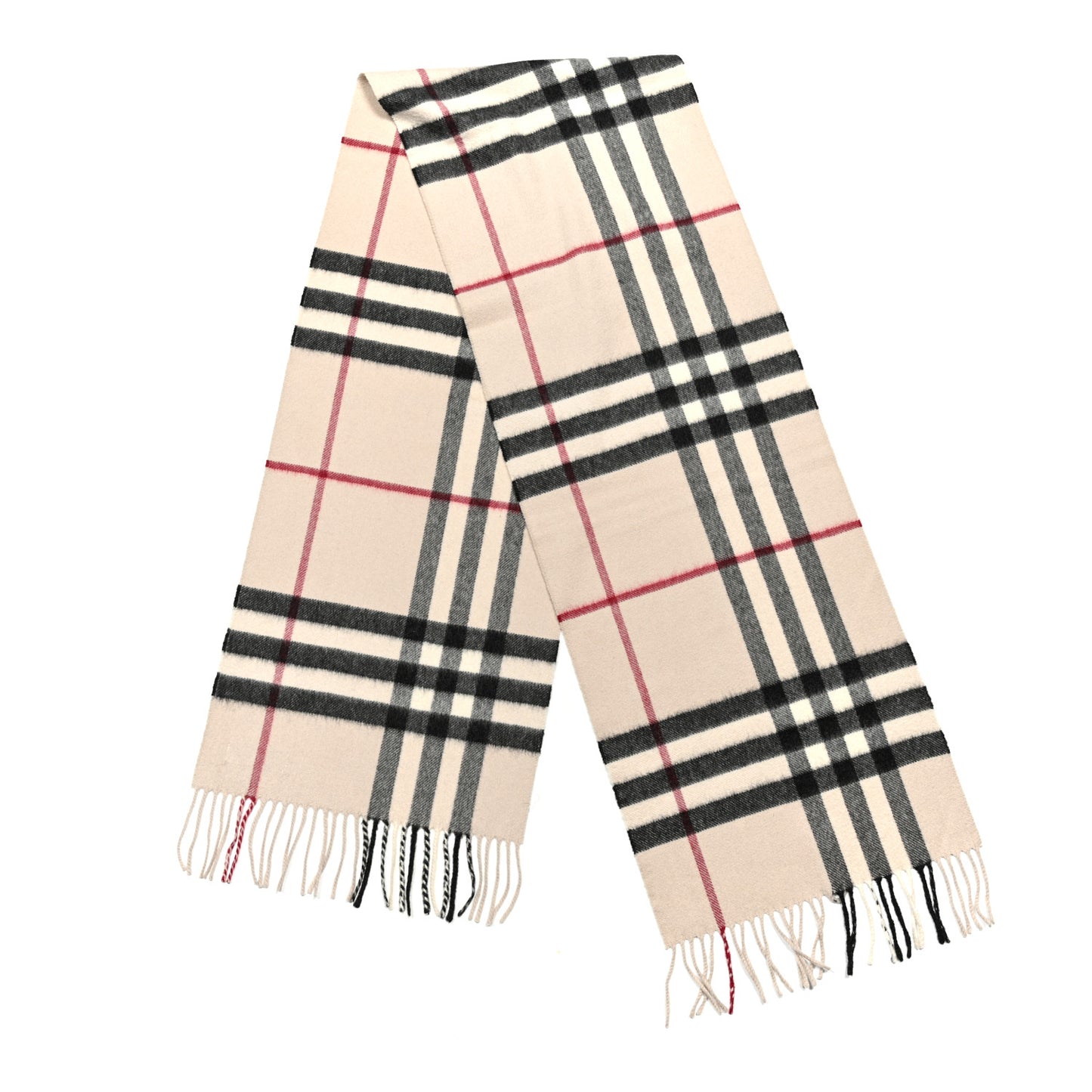 Cashmere Giant Check Fringe Scarf Stone