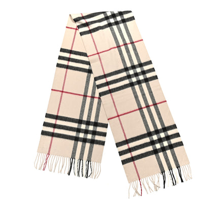 Burberry Cashmere Giant Check Fringe Scarf Stone 2 of 3