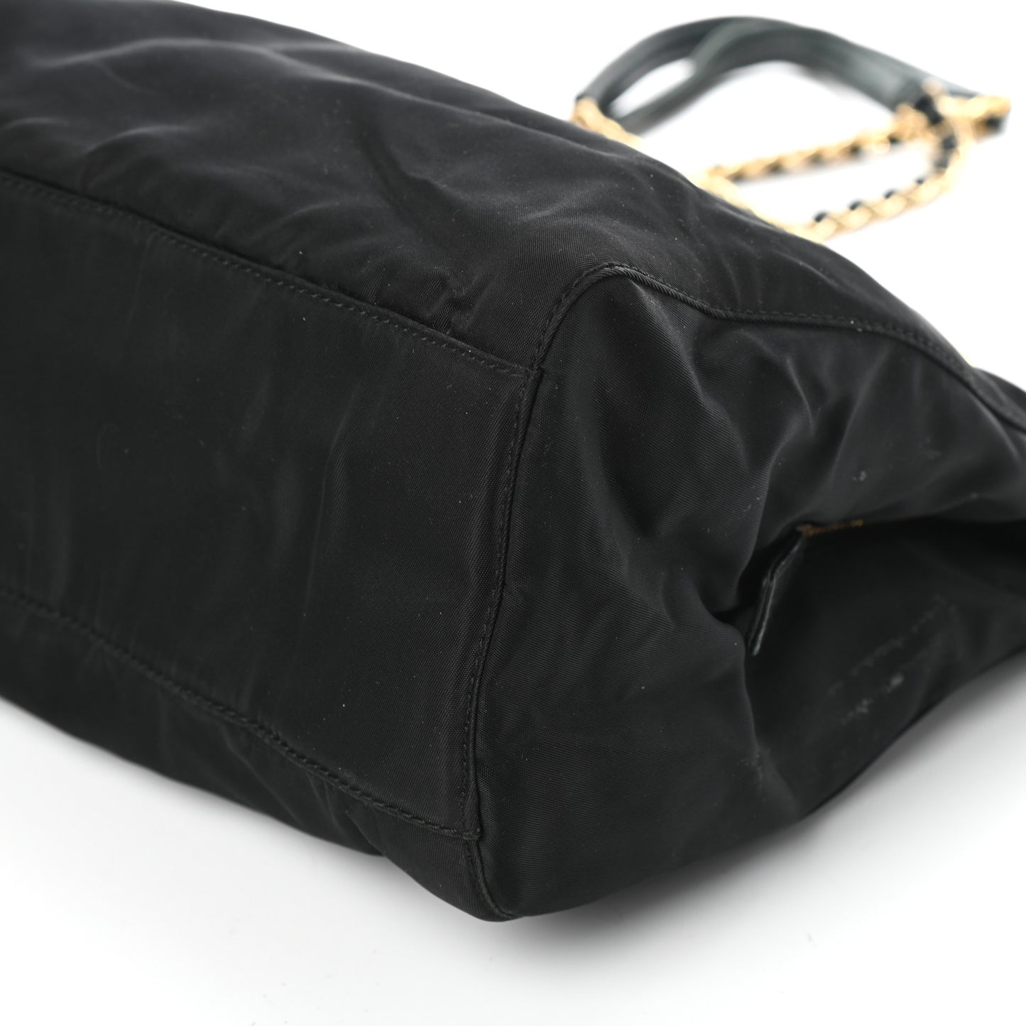 Nylon Tessuto Acciaio Chain Shoulder Bag Black