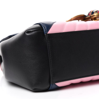 Gucci Calfskin Bamboo Trapuntata Queen Margaret Top Handle Bag Blue Agata Hibiscus Red Mystic White Sugar Pink 6 of 10
