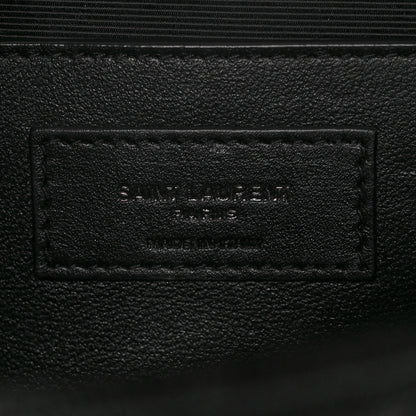 Saint Laurent Grain De Poudre Textured Mixed Matelasse Triquilt Medium Monogram Satchel Black 6 of 8
