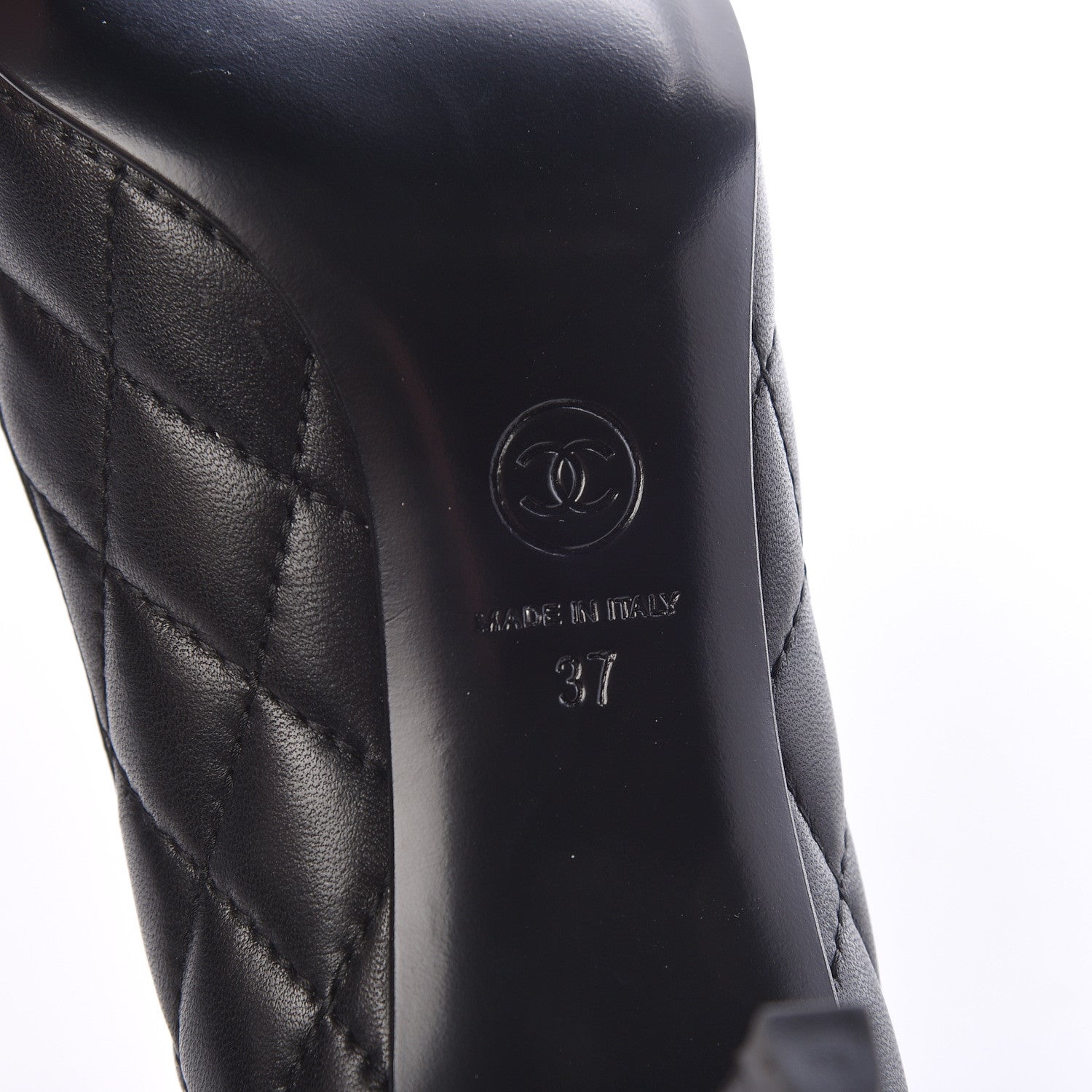 Chanel Lambskin Quilted Cap Toe Pumps 37 Black 6 of 9