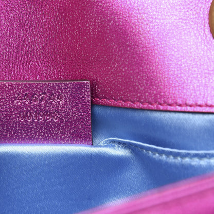Gucci Metallic Calfskin Matelasse Mini GG Marmont Shoulder Bag Fuchsia 7 of 10
