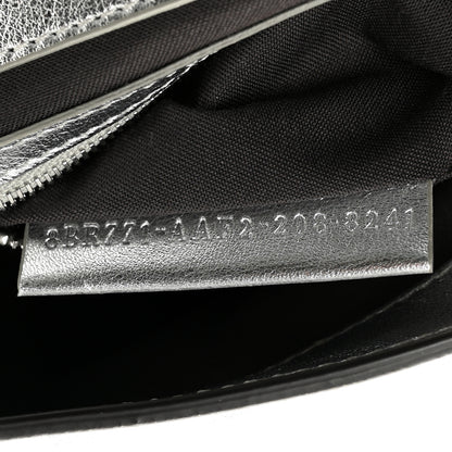 Fendi Vitello Catalan Mirror FF 1974 Embossed Large Baguette Argento 8 of 14