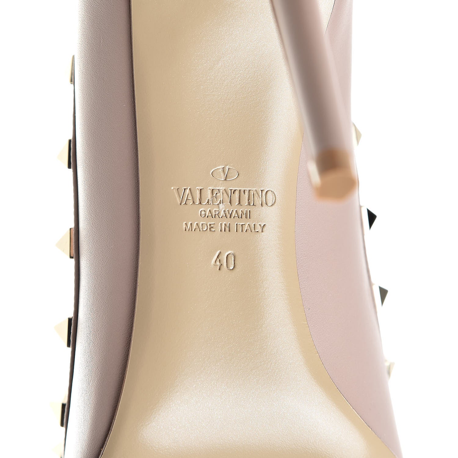 Valentino Garavani Calfskin Nappa Rockstud 100mm Pumps 40 Poudre 6 of 8