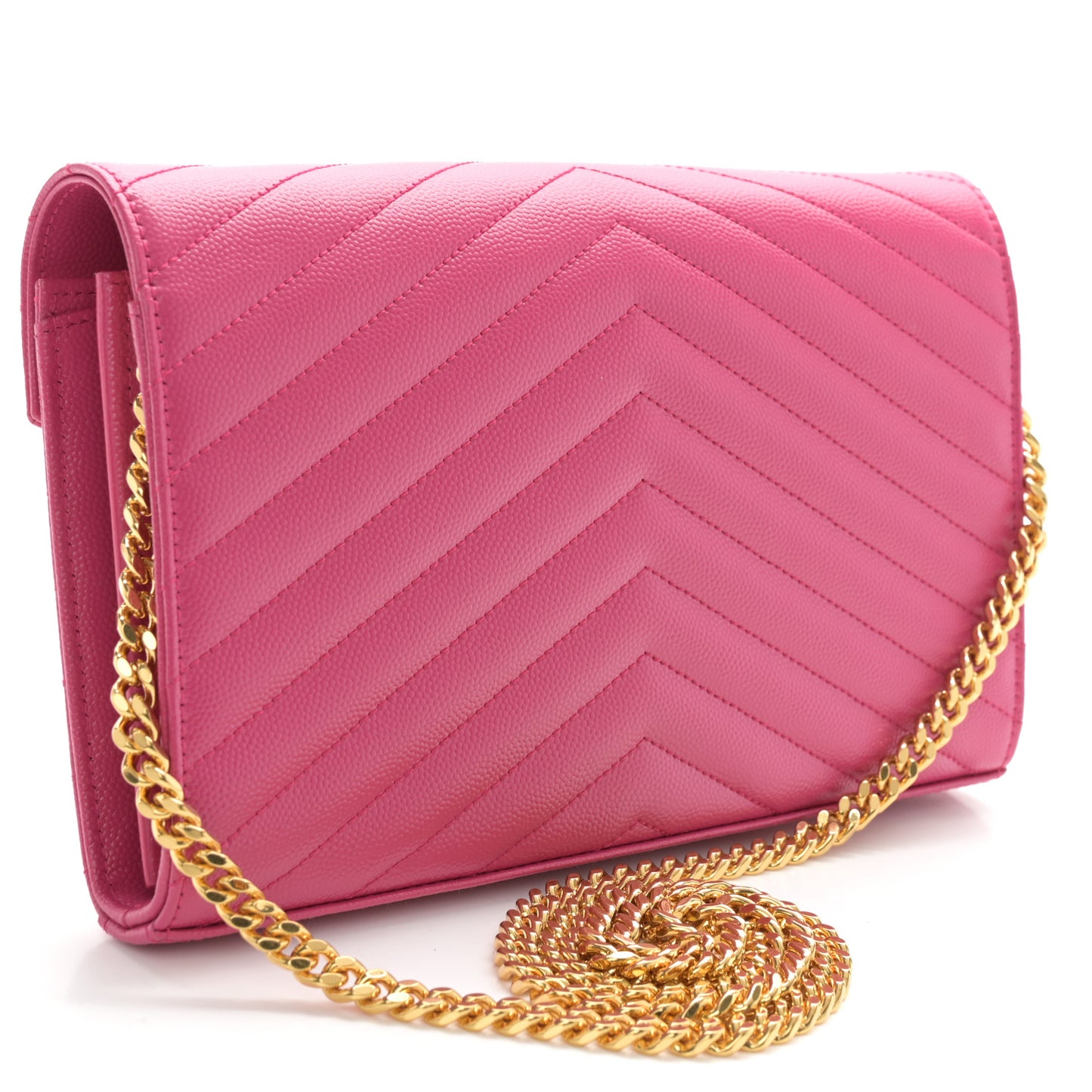 Grain De Poudre Matelasse Chevron Monogram Chain Wallet Bubblegum