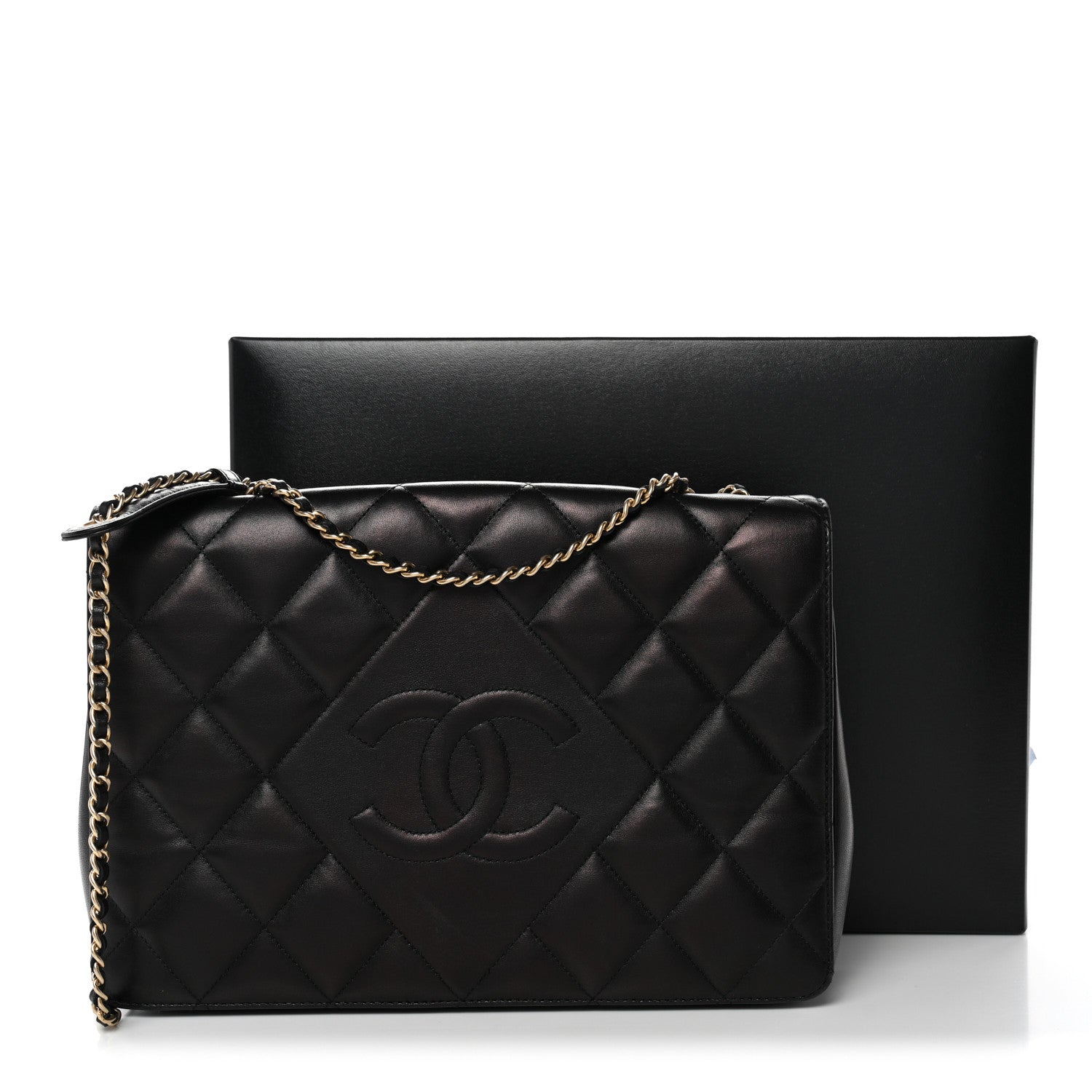 Chanel Lambskin Quilted Medium Diamond CC Flap Black 13 of 13