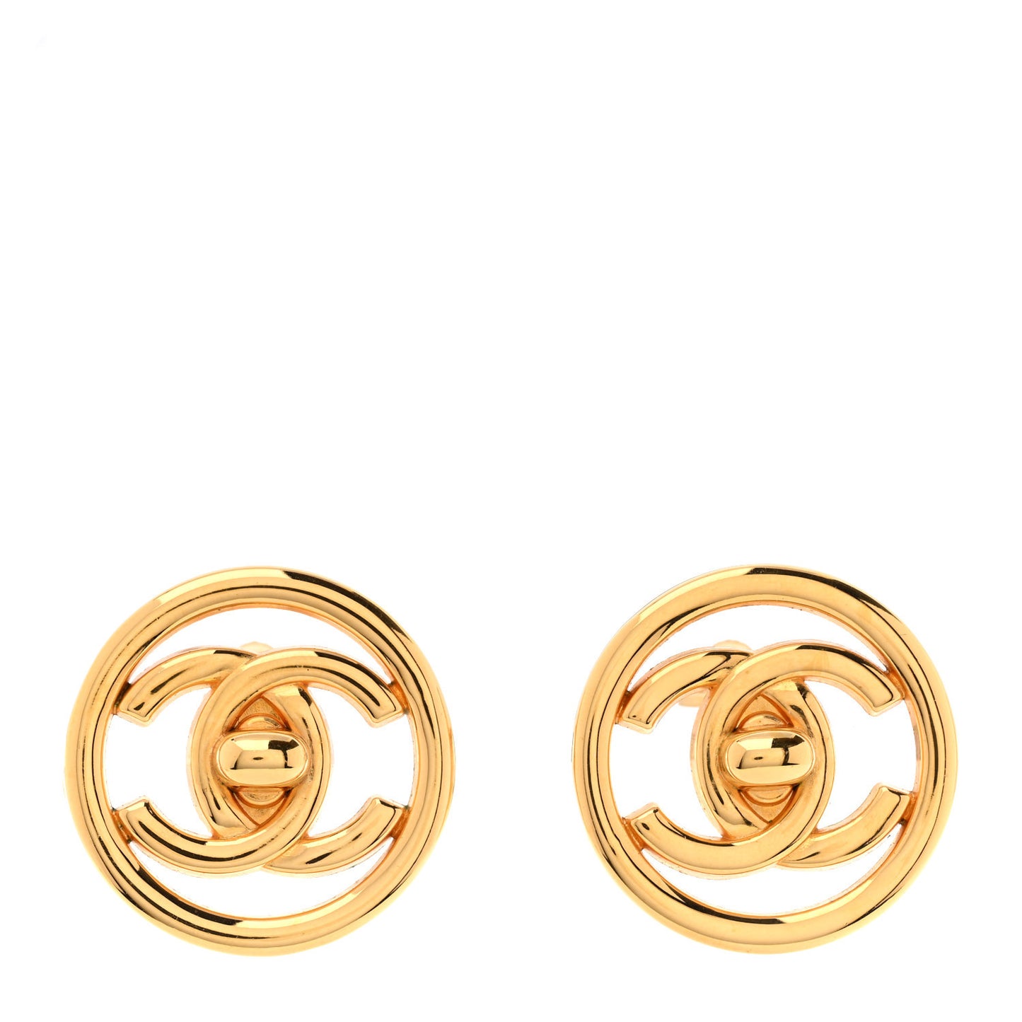 CC Turnlock Large Clip On Earrings Gold