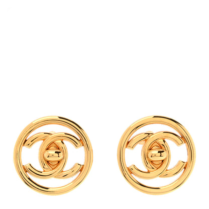 Chanel CC Turnlock Large Clip On Earrings Gold 1 of 5