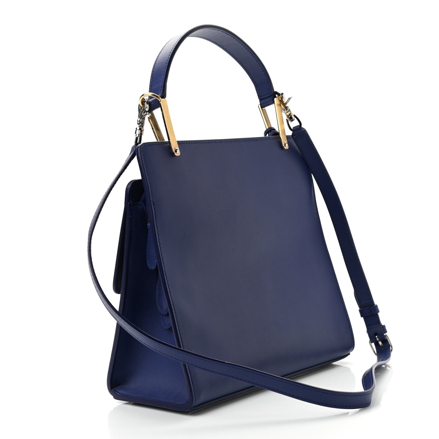 Smooth Calfskin Le Dix S Cartable Shoulder Bag Bleu Mineral
