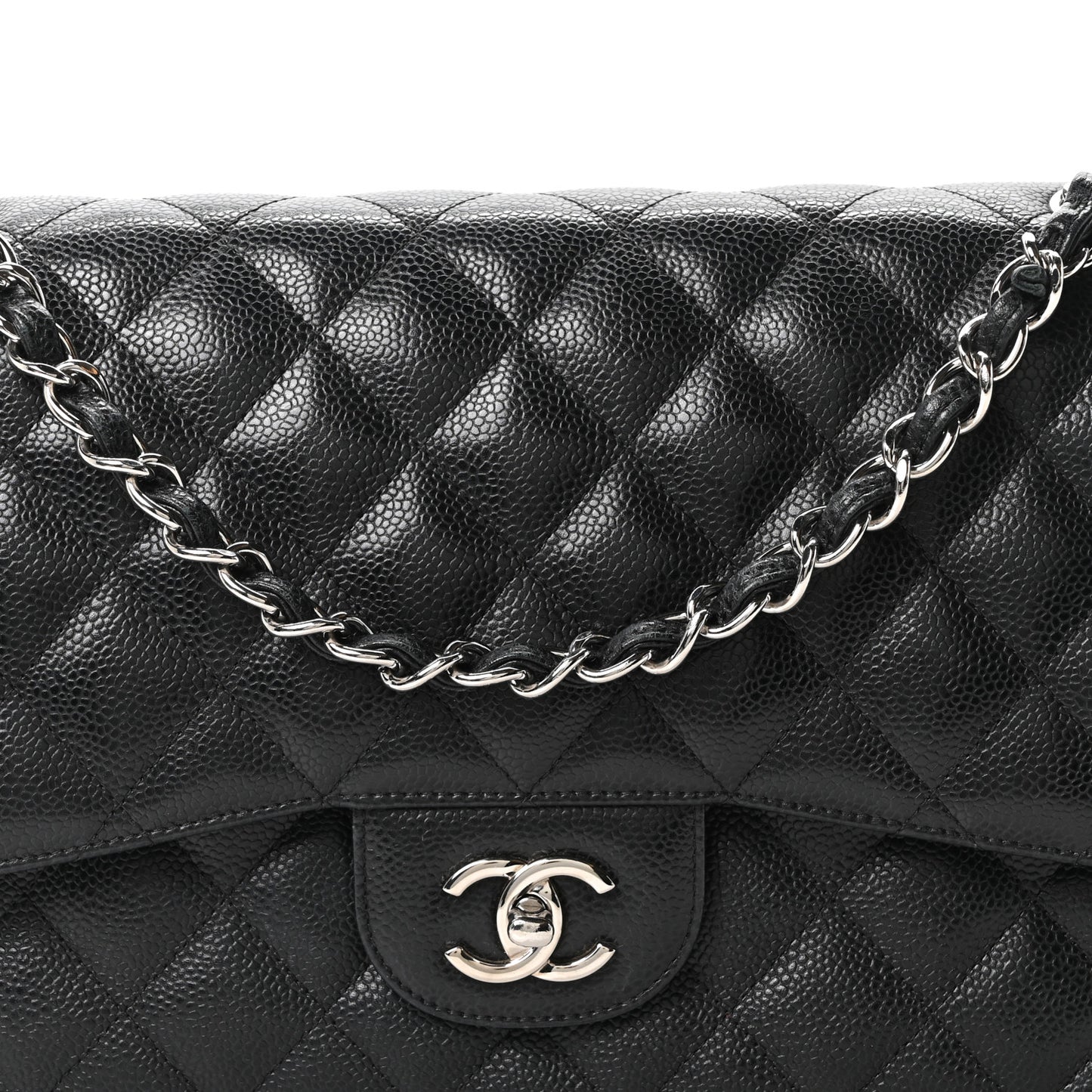 Caviar Quilted Jumbo Double Flap Black