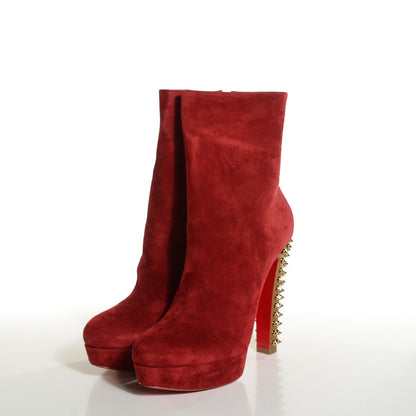 Christian Louboutin Suede Taclou Booty 140 Ankle Boots 40.5 Red 3 of 7