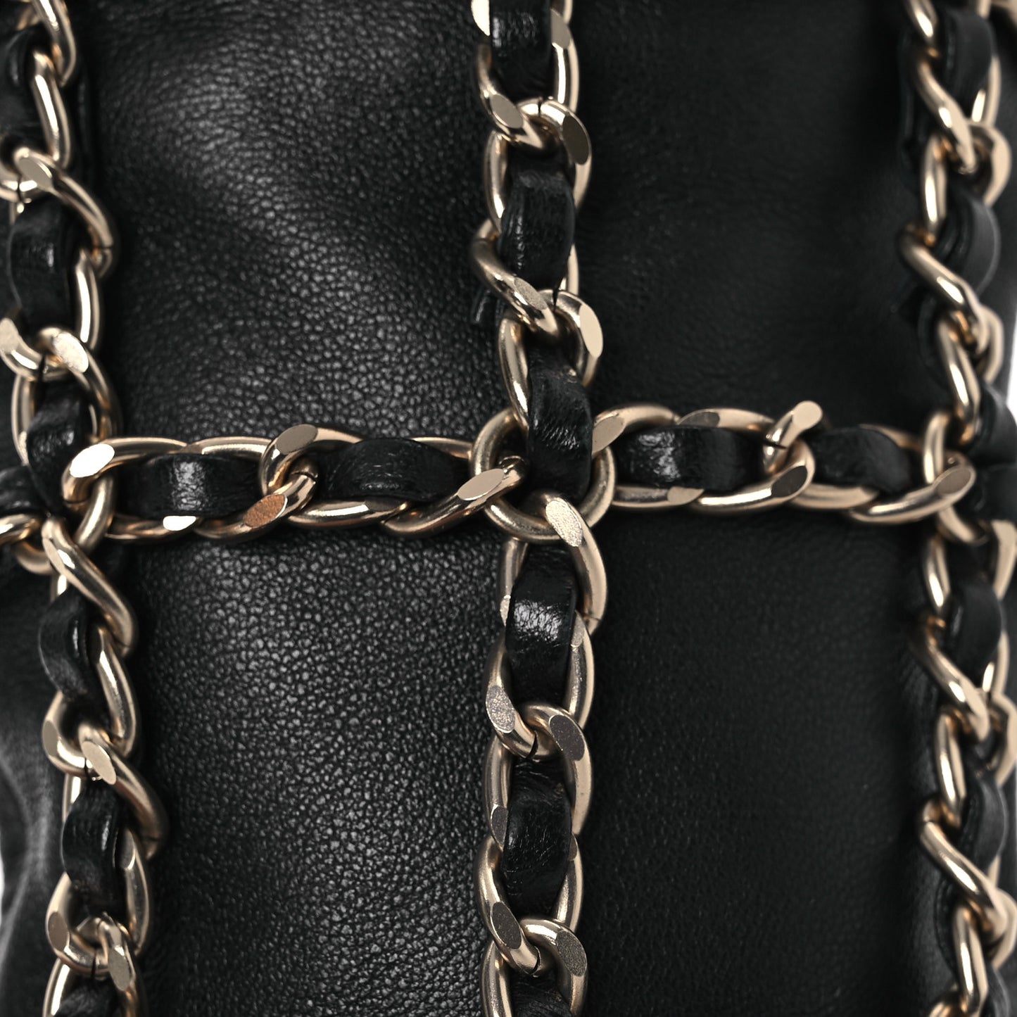 Lambskin Tech Me Out Clutch With Chain Black
