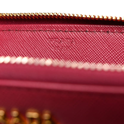 Prada Saffiano Metal Zip Around Wallet Peonia 6 of 12