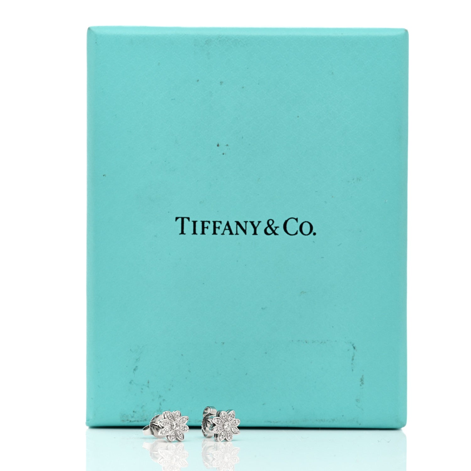 Tiffany Platinum Diamond Daisy Flower Earrings 5 of 5
