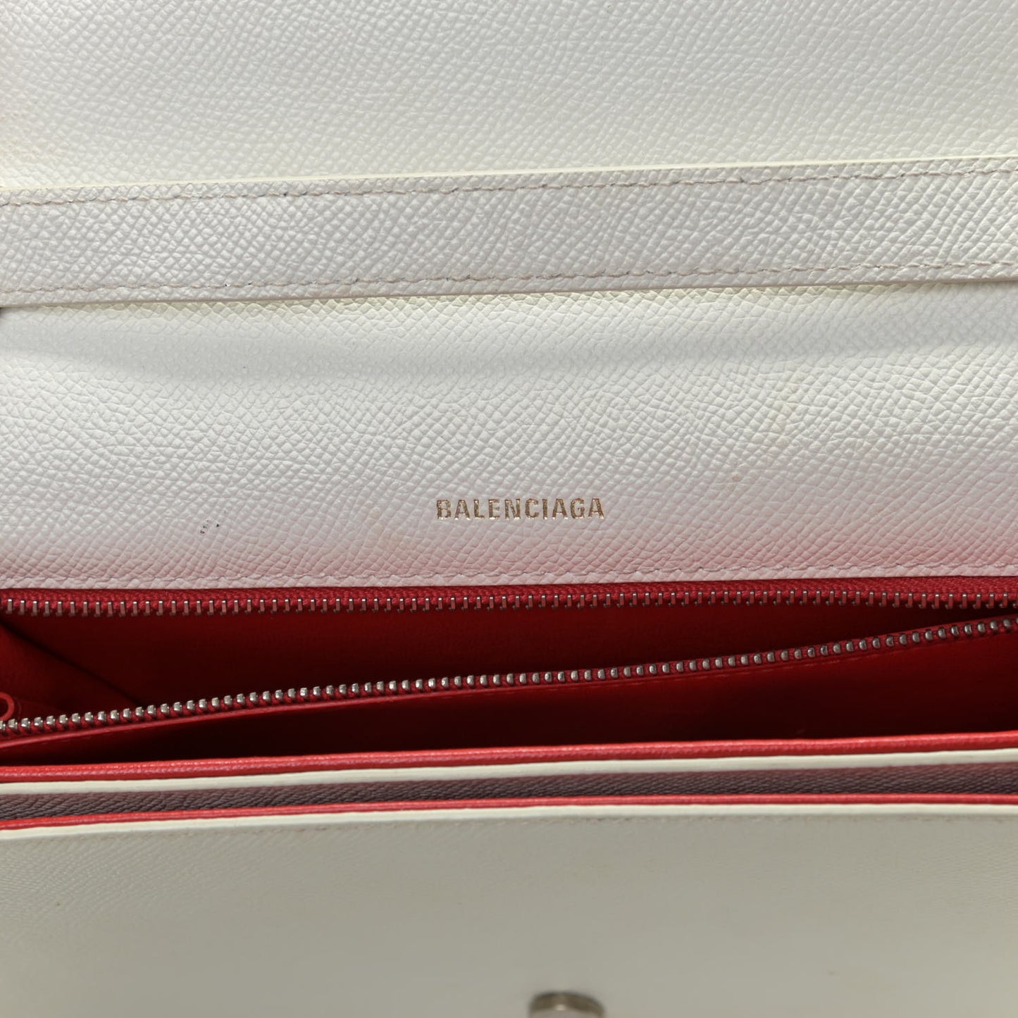 Signature Grained Calfskin Logo S Ville Day Bag White