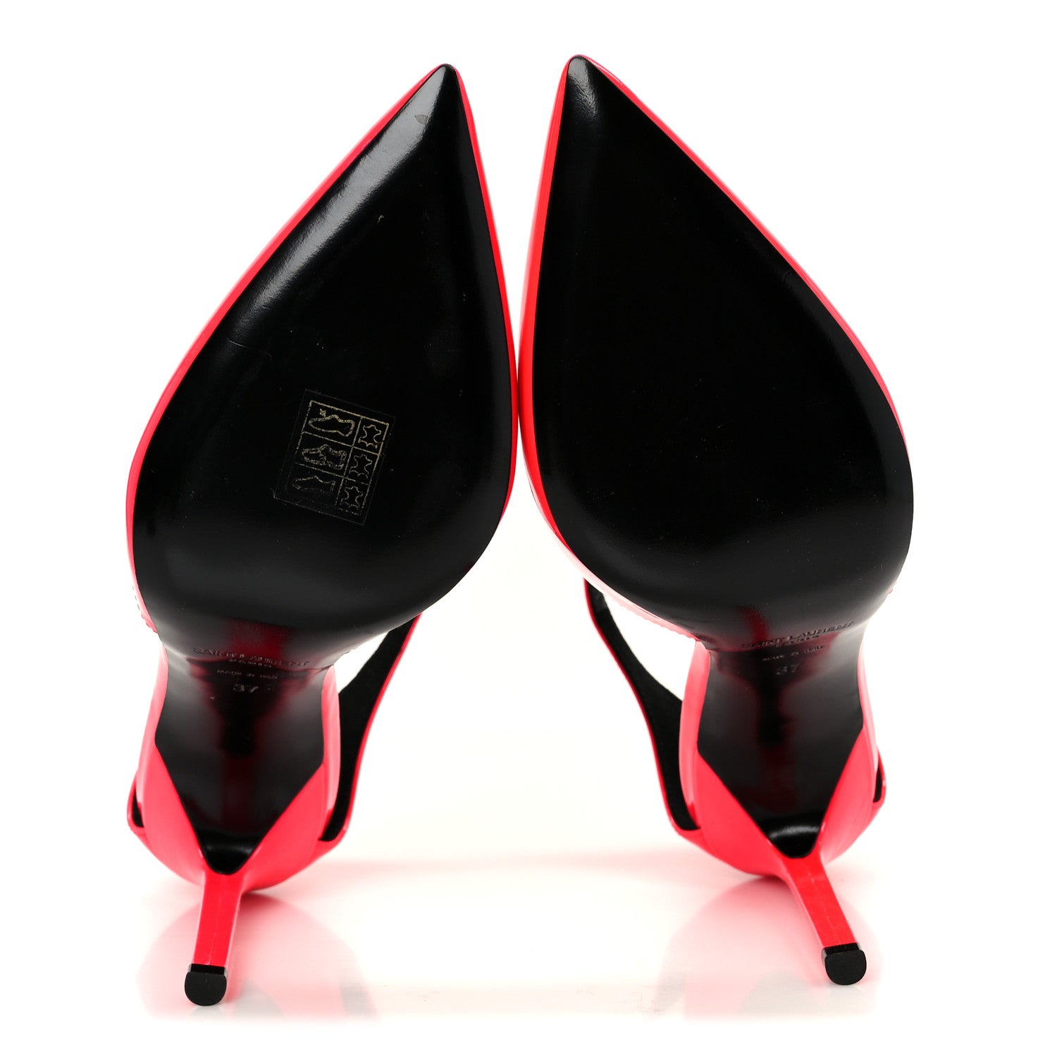 Saint Laurent Patent Anja 105 Ankle Strap Pointed Pumps 37 Fuxia Fluo 6 of 9