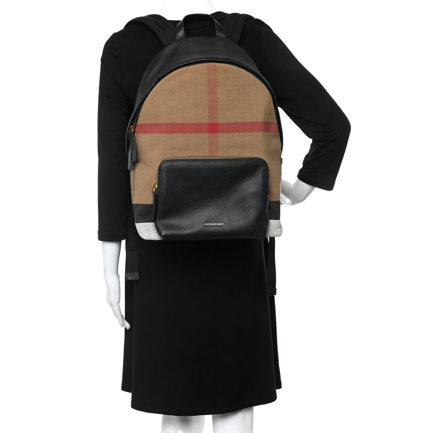 Burberry Mega Check Calfskin Abbeydale Simple Backpack Black Camel 1297006 – FASHIONPHILE