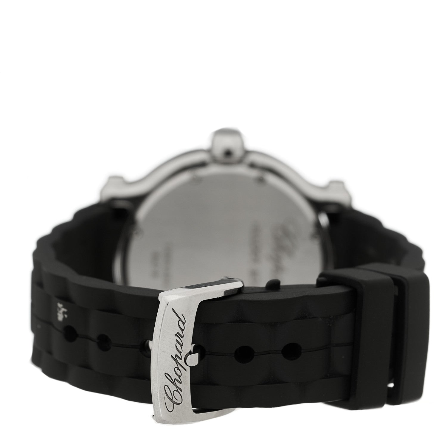 Chopard Stainless Steel Rubber 5 Diamond 36mm Happy Sport Quartz Watch Black 3 of 5