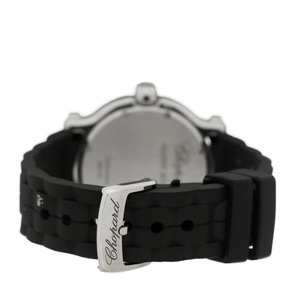 Chopard Stainless Steel Rubber 5 Diamond 36mm Happy Sport Quartz Watch Black 3 of 5