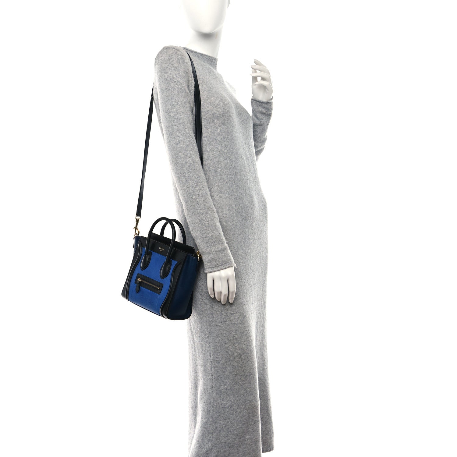 Celine Smooth Calfskin Nubuck Nano Tri-Color Luggage Bright Blue 2 of 8