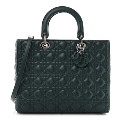 Christian Dior Lambskin Cannage Large Lady Dior Dark Green 1 of 13