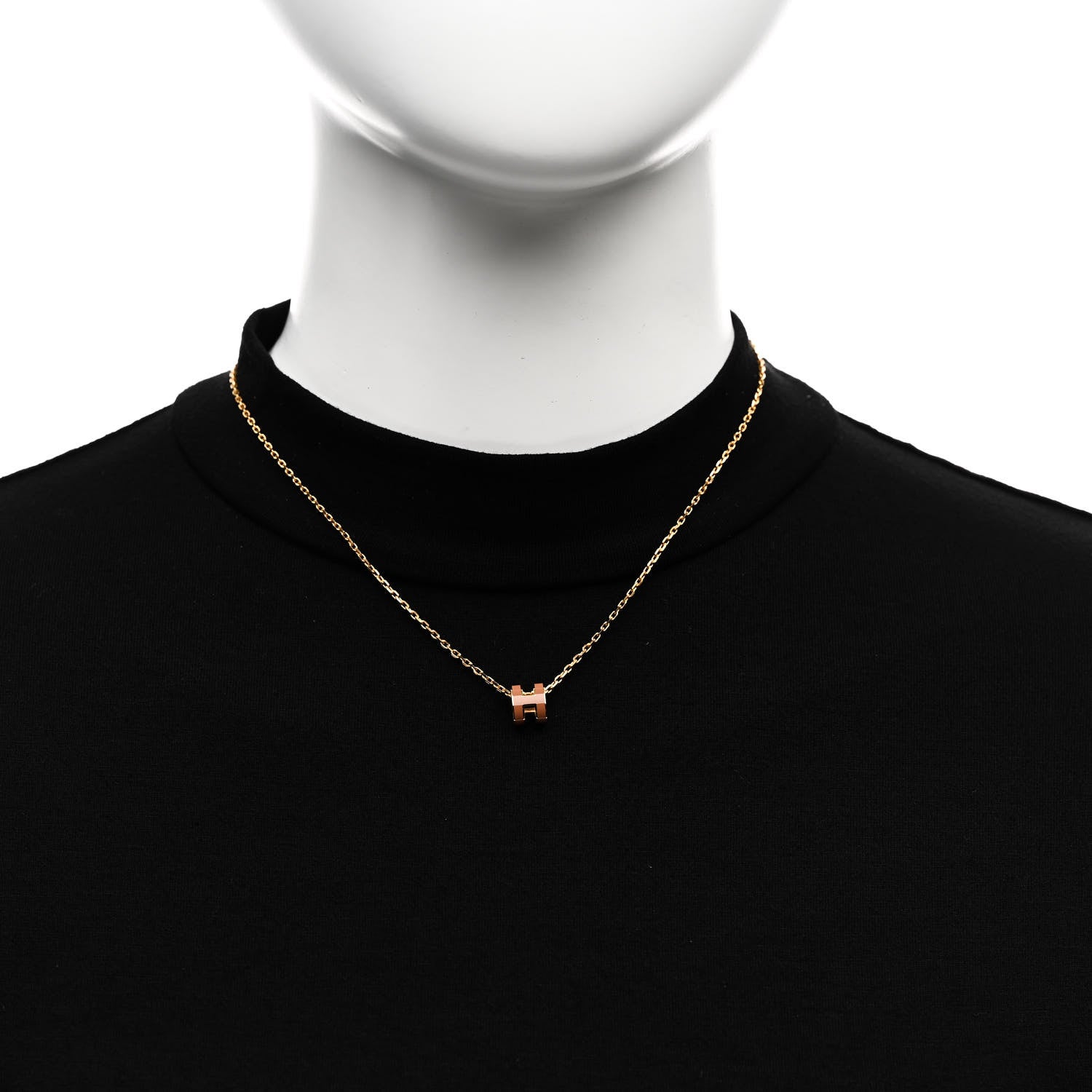 Hermes Lacquered Gold Mini Pop H Pendant Necklace New Gold 2 of 8