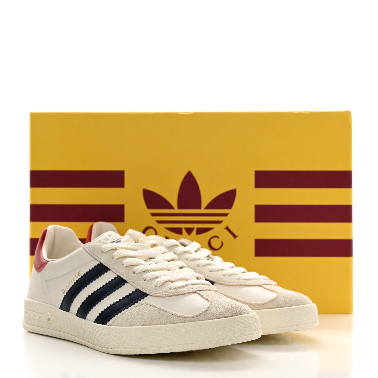 Gucci X ADIDAS Suede Madeira Demetra Womens Gazelle Sneakers 7 Mystic White Off White Blue Agata 8 of 8