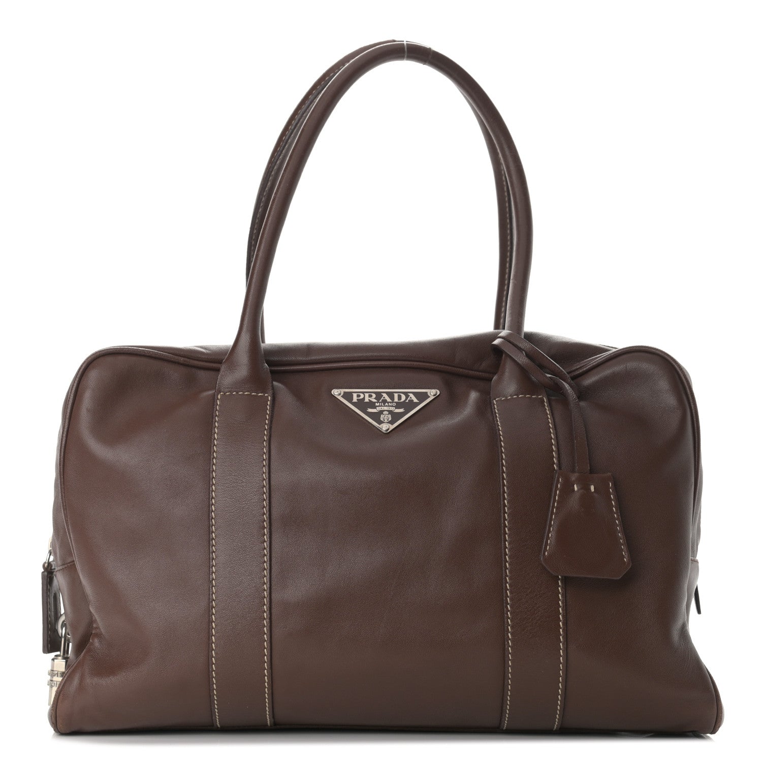 Prada Soft Calfskin Satchel Brown 1 of 11