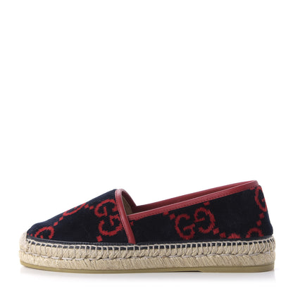 Gucci Terry Cloth GG Monogram Espadrilles 38 Blue Red 1 of 9