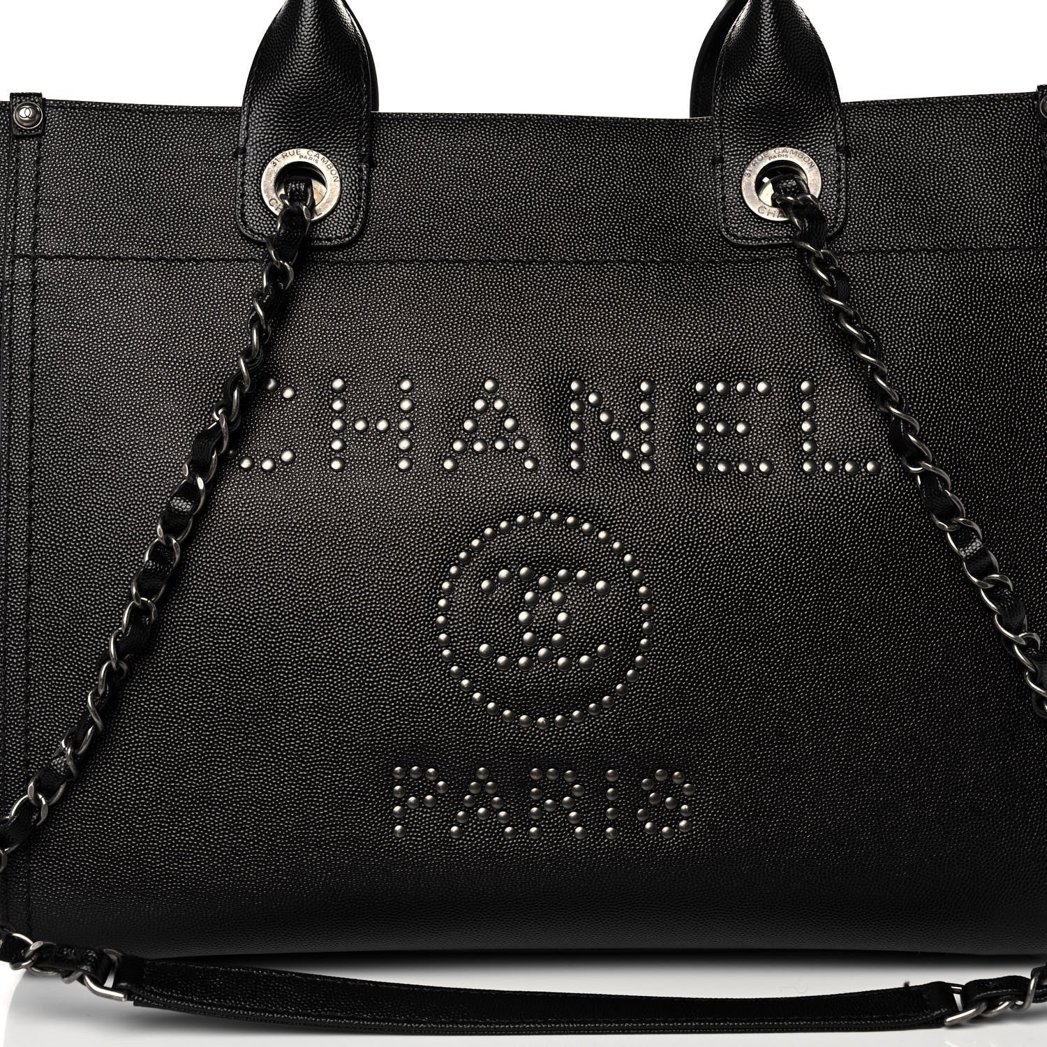 Chanel Caviar Small Studded Deauville Tote Black 6 of 11