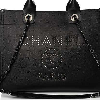 Chanel Caviar Small Studded Deauville Tote Black 6 of 11