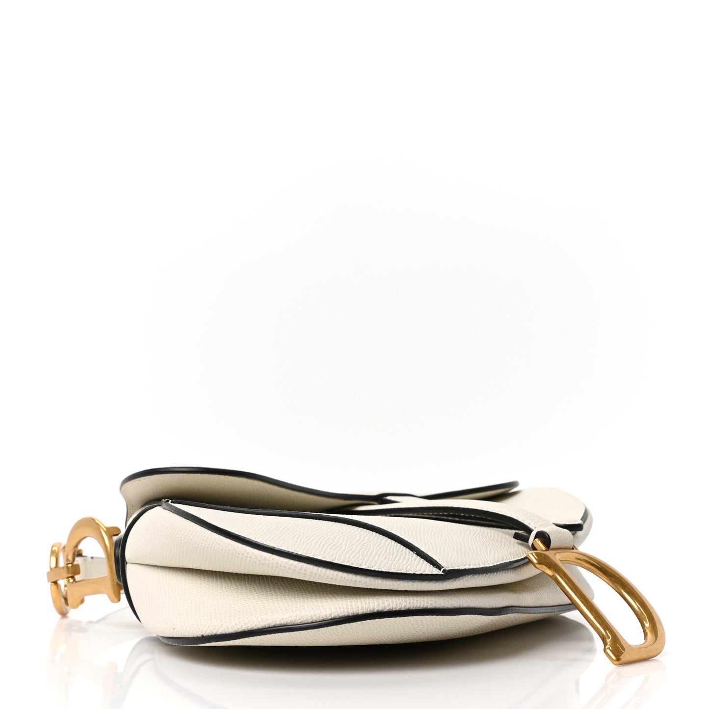 Grained Calfskin Saddle Bag White