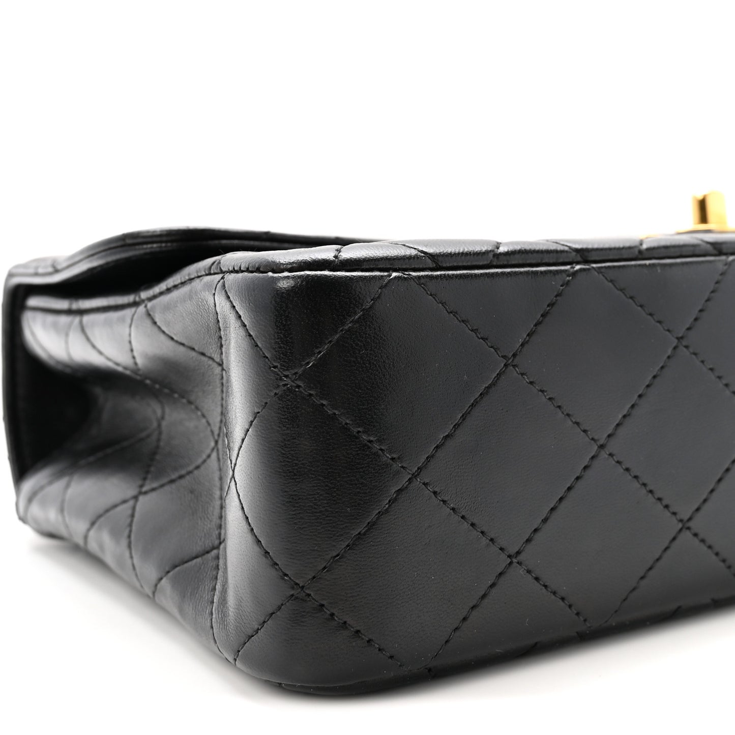 Lambskin Quilted Medium Rectangular Kelly Flap Bag Black