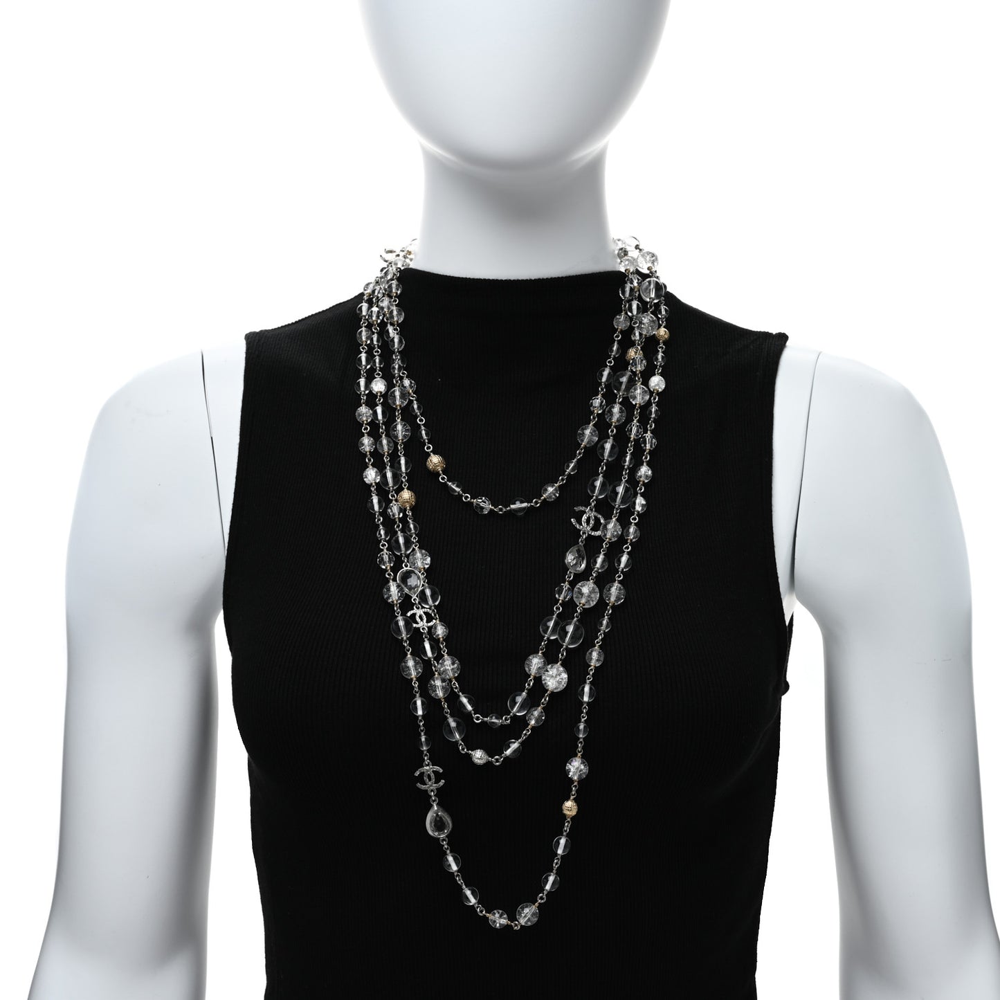 Gripoix Glass Bead CC Metiers d'Art Paris Salzburg Long Necklace Silver
