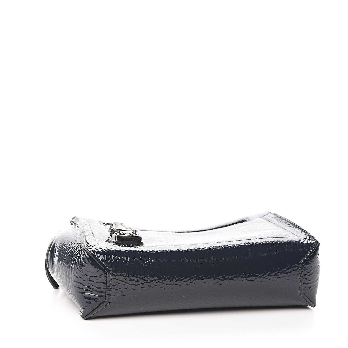 Vernis Deerskin Bonded Chain Pochette Marine