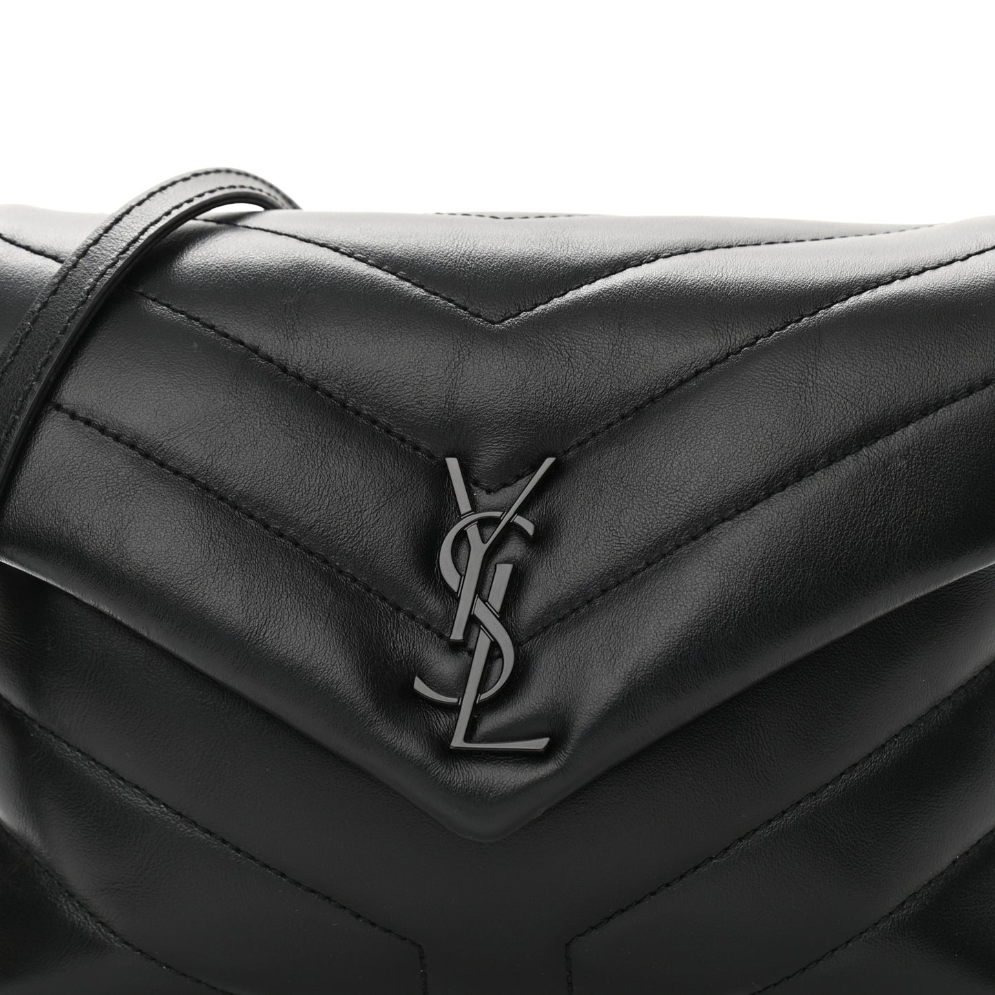 Calfskin Y Quilted Monogram Toy Loulou Crossbody Bag Black