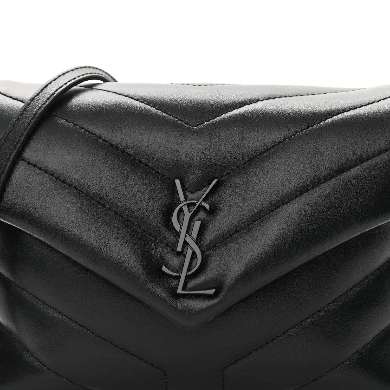 Saint Laurent Calfskin Y Quilted Monogram Toy Loulou Crossbody Bag Black 8 of 10