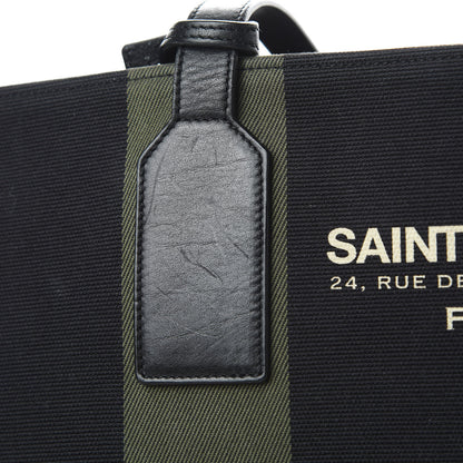 Saint Laurent Canvas Beach Shopping East West Tote Black 14 of 15