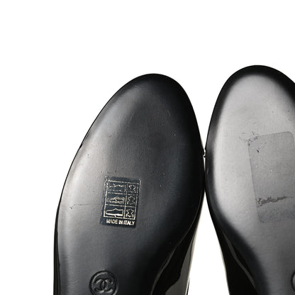 Chanel Patent CC Cap Toe Ballerina Flats 37 Black 9 of 12