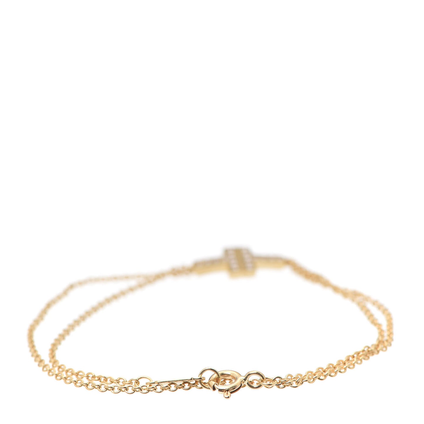 18K Yellow Gold Diamond T Double Chain Bracelet
