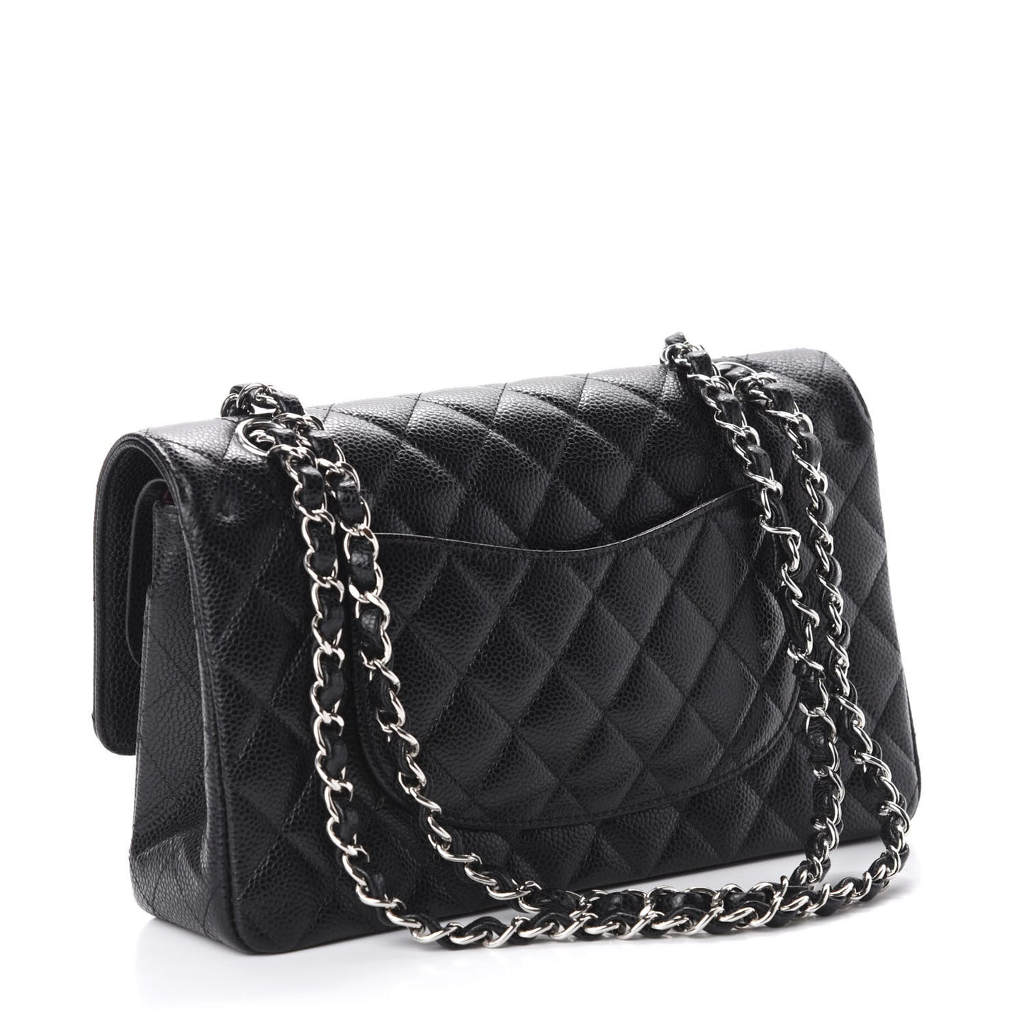 Caviar Quilted Medium Double Flap Black