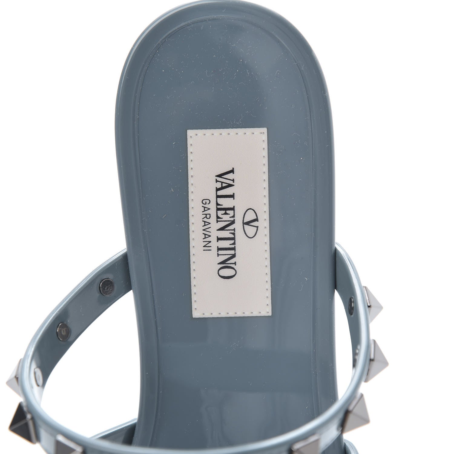 Valentino Garavani PVC Jelly Rockstud Caged Flat Thong Sandals 36 Blue 7 of 8