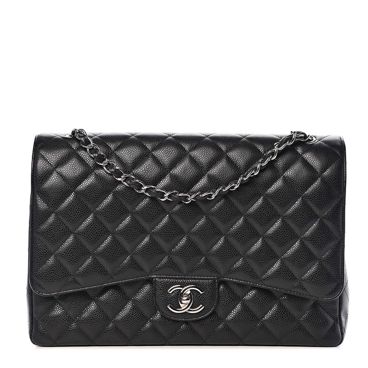 Caviar Quilted Maxi Double Flap Black