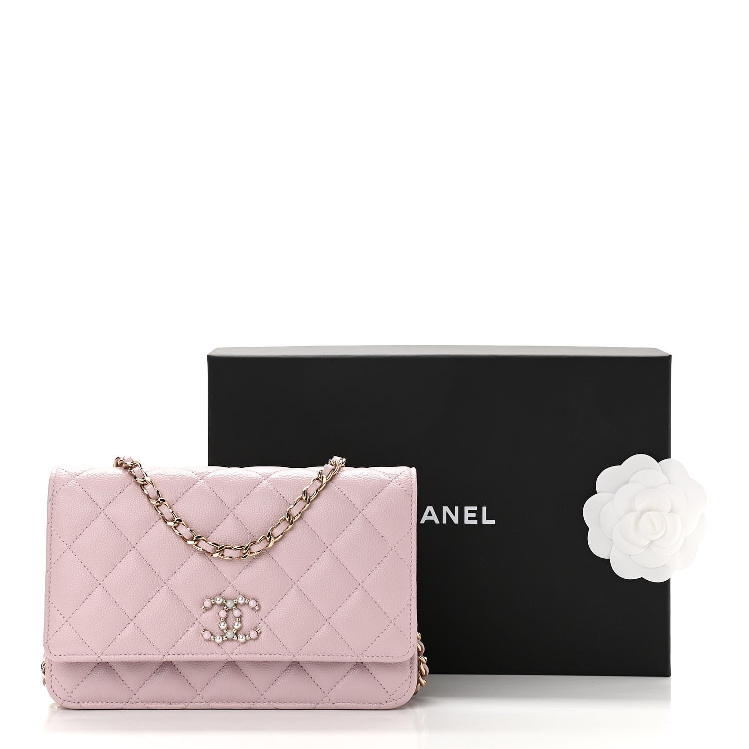 Chanel Caviar Quilted Coco Candy Wallet On Chain WOC Light Pink 11 of 11