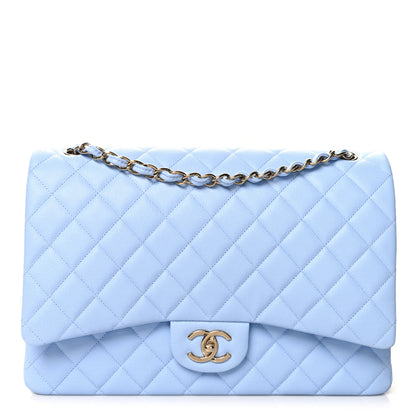 Chanel Caviar Quilted Maxi Double Flap Light Blue 1 of 11
