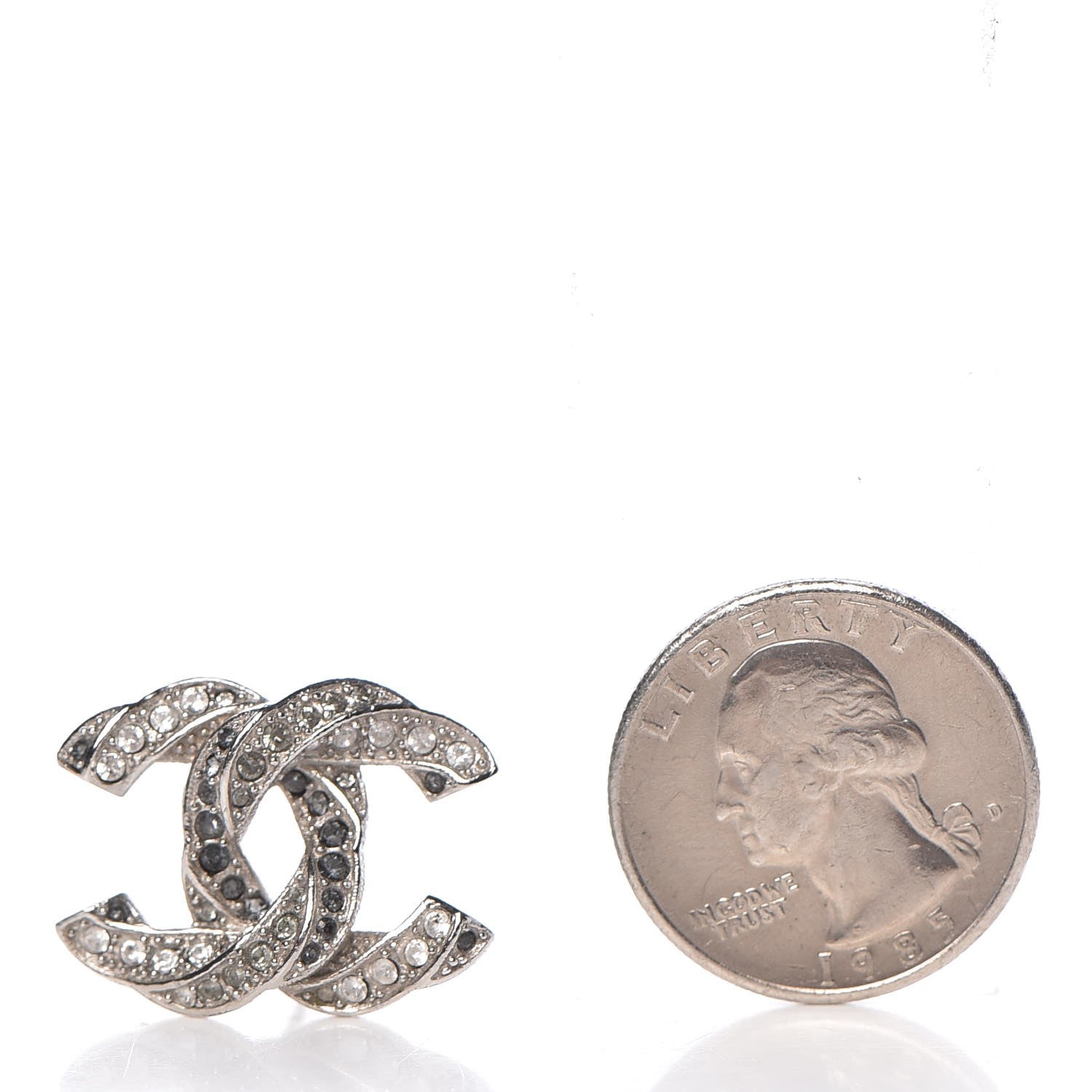 Chanel Crystal CC Earrings Silver 2 of 6